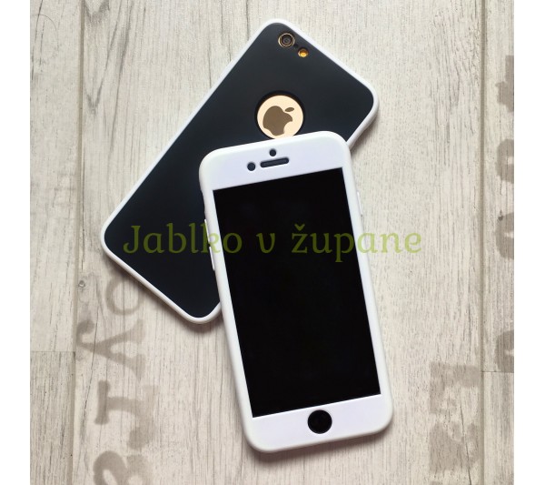 360° kryt silikónový iPhone 6/6S - čierno-biely